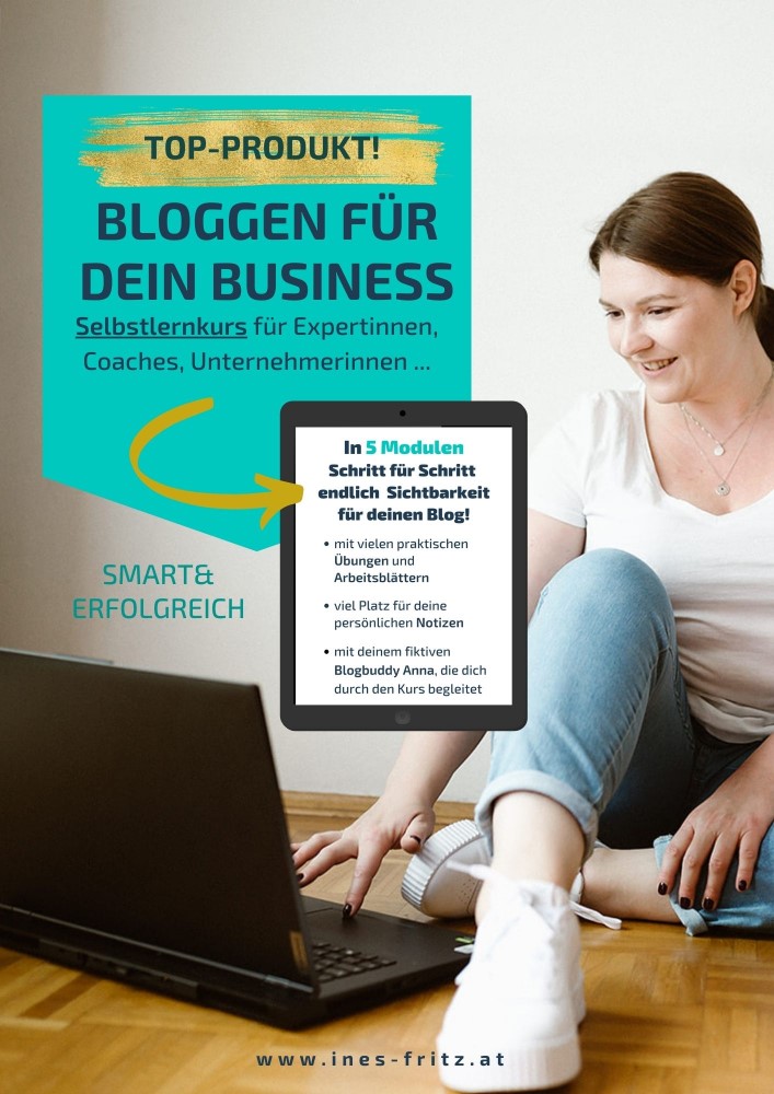 Bloggen für dein Business, Ines Fritz am Laptop