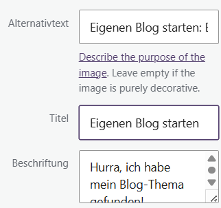 Screenshot Bildtitel bei einem Blogbeitrag